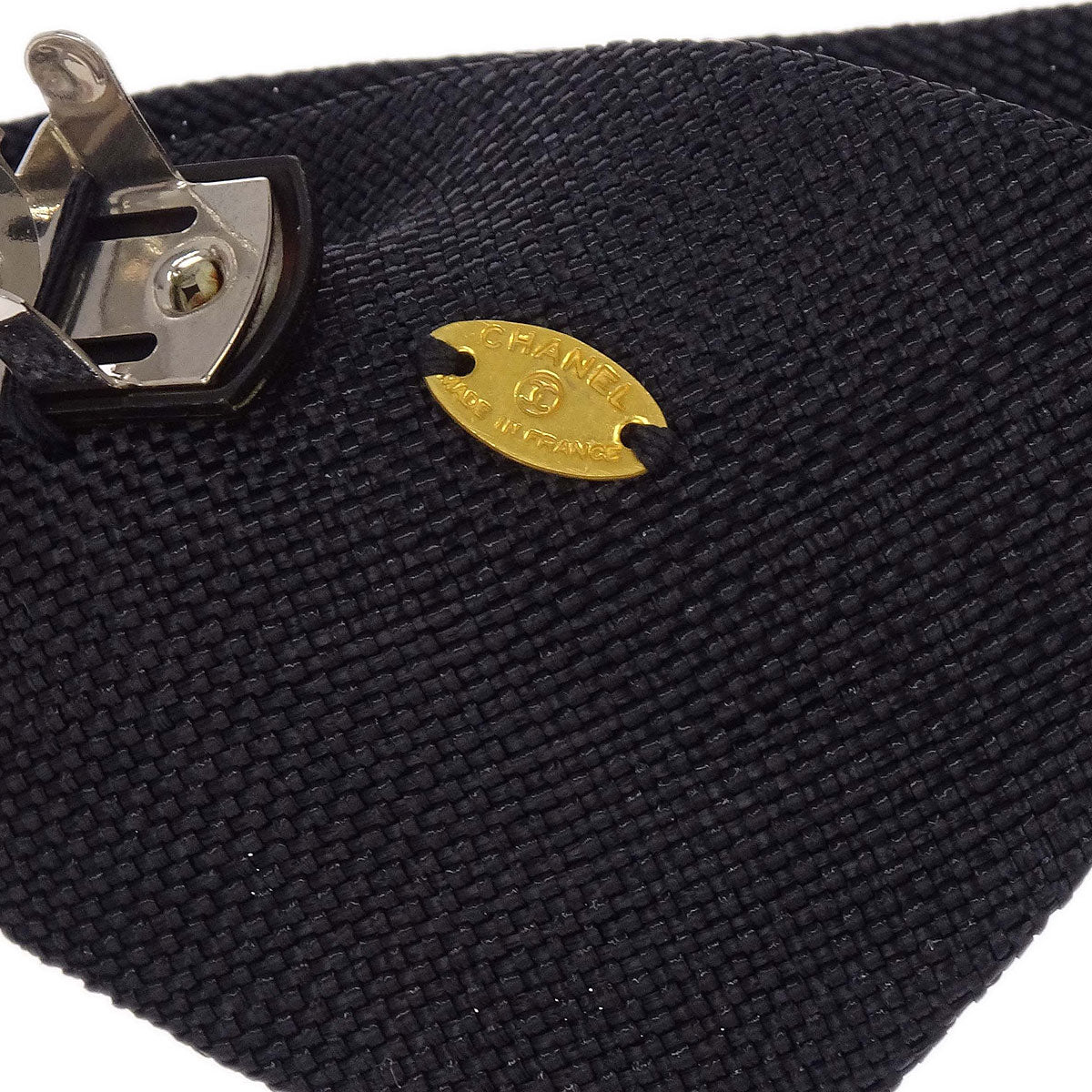 Chanel Bow CC Hair Barrette Black Linen Hair Accessories