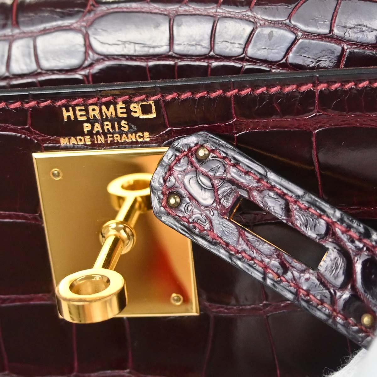 Hermes * Rouge H Alligator Kelly 28 Sellier 2way Shoulder Handbag
