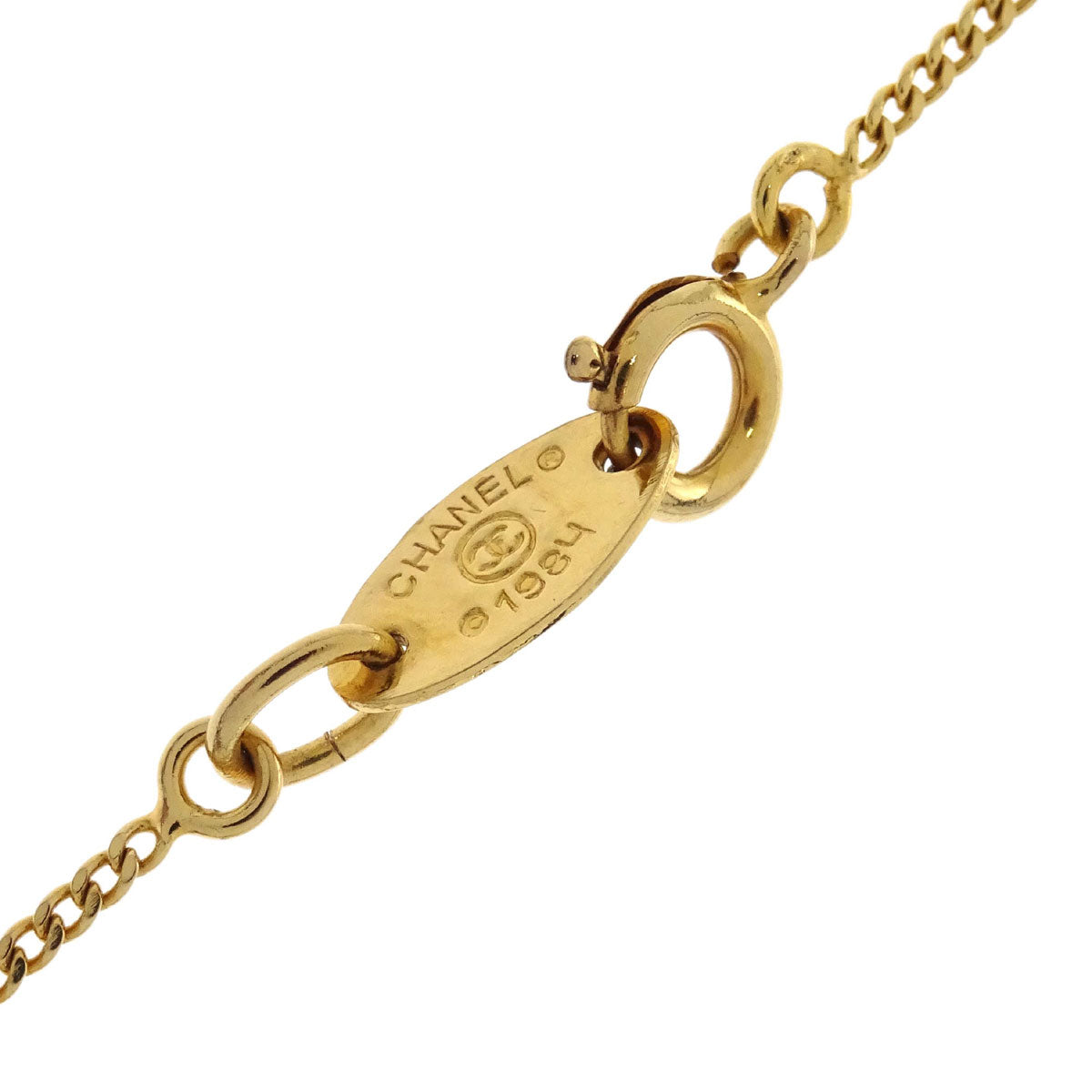 Chanel Charm Gold Chain Necklace Costume Pearl 1984