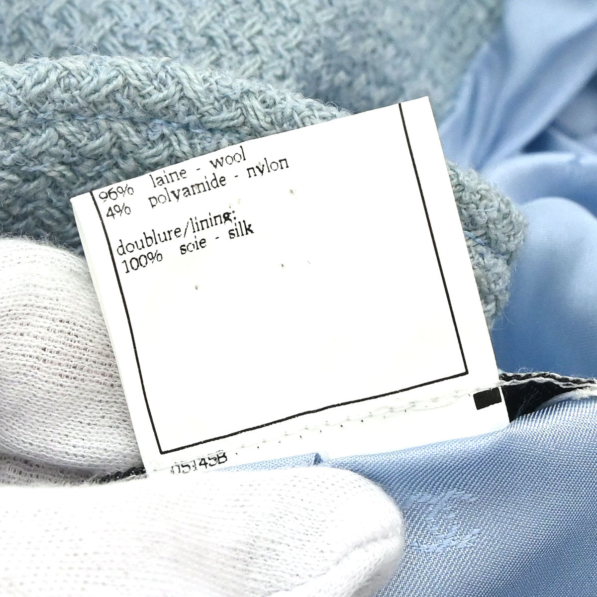 Chanel 1997 Single Breasted Tweed Jacket Light Blue #40