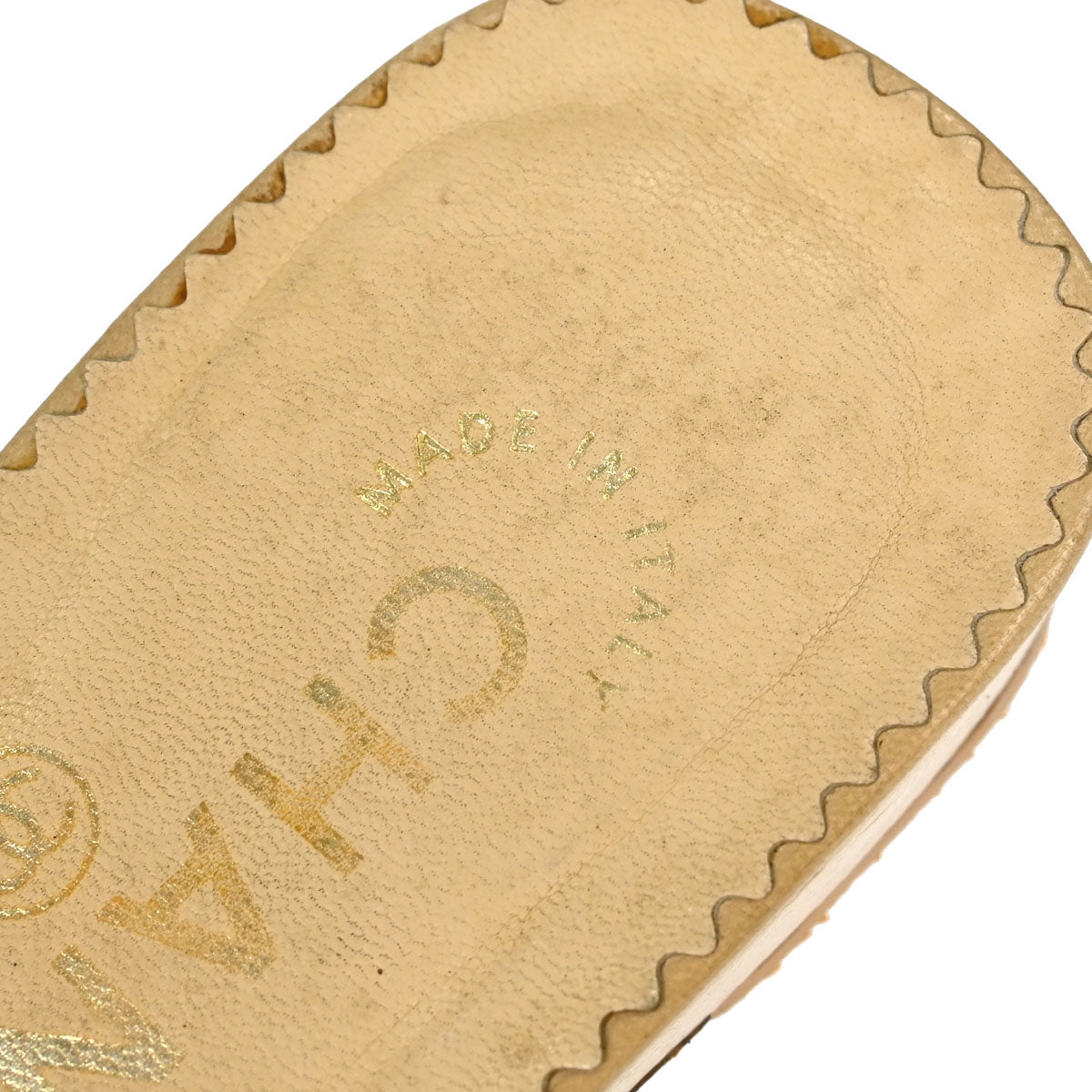 Chanel * CC Beige White Leather Mules Shoes #36