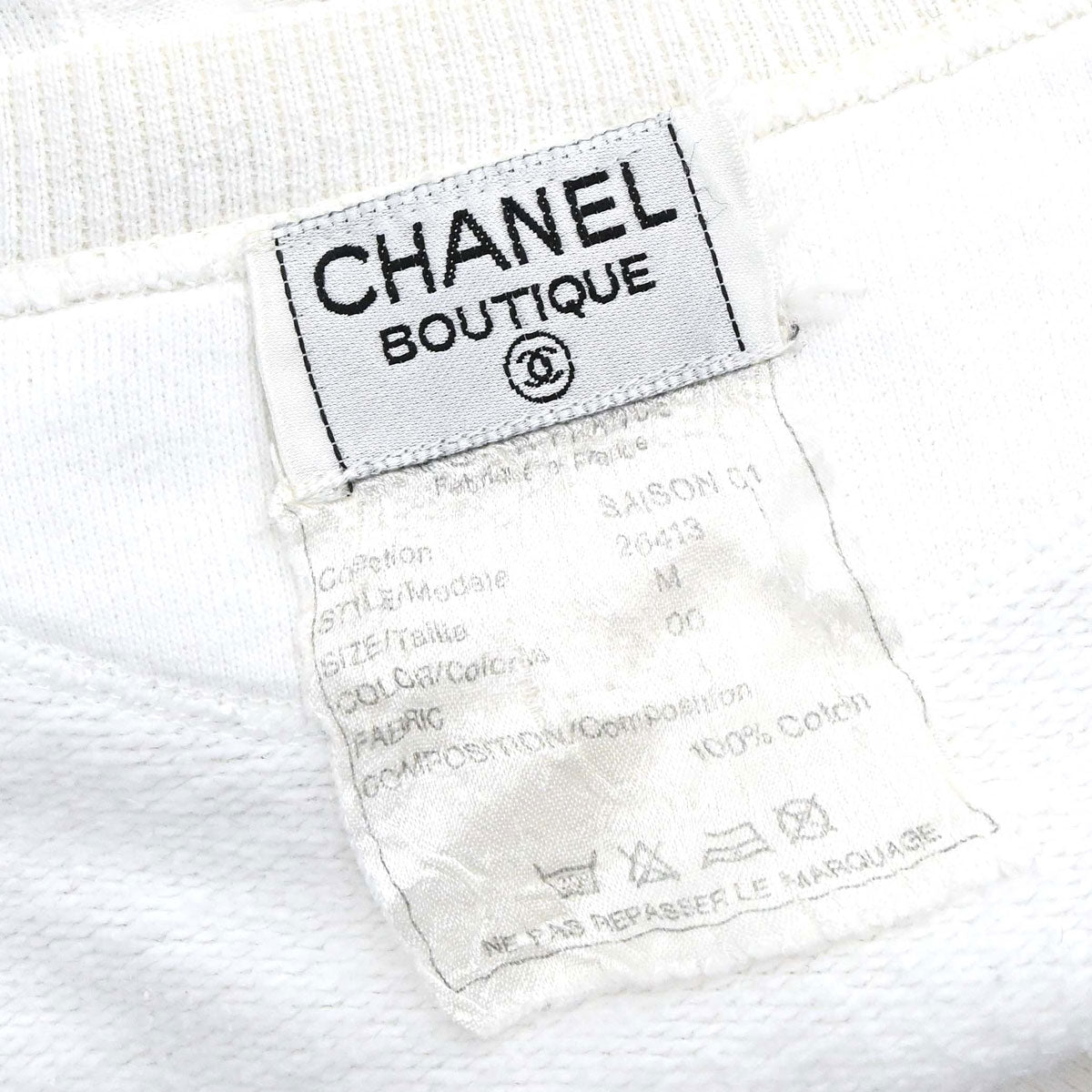 Chanel Long Sleeve Top Sweater White #M