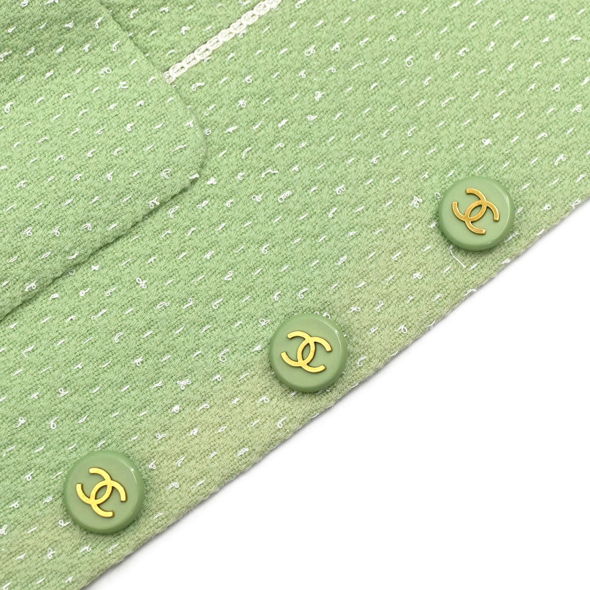 Chanel 1994 Collarless Tweed Jacket Green #38