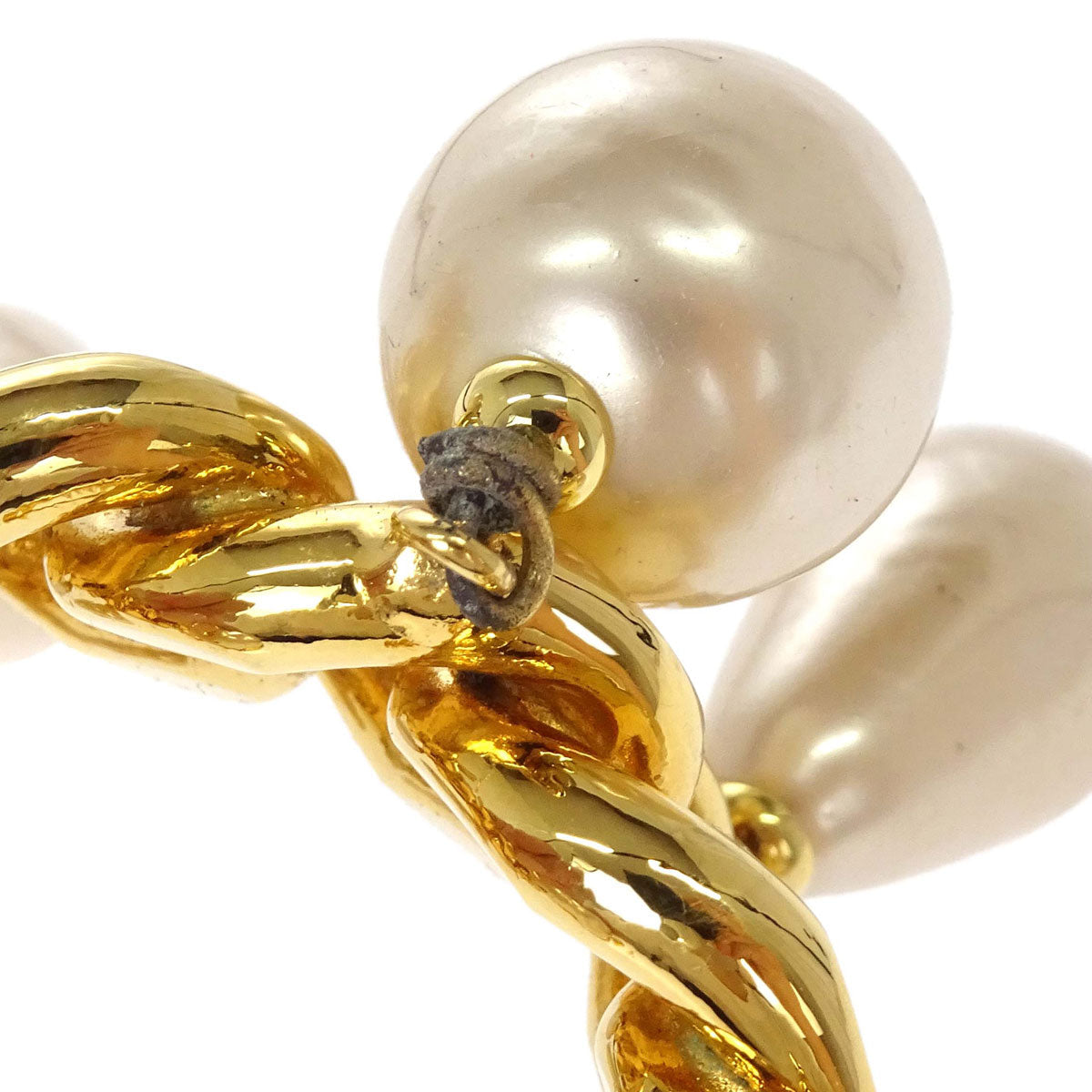 Chanel Gold Costume Pearl Bracelet Bangle Accessories 25