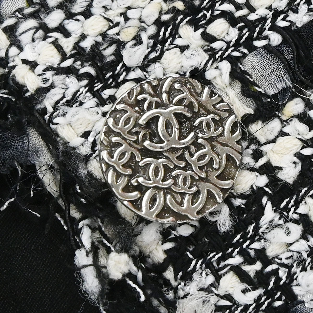 Chanel 2004 Single Breasted Jacket Tweed Black White #38