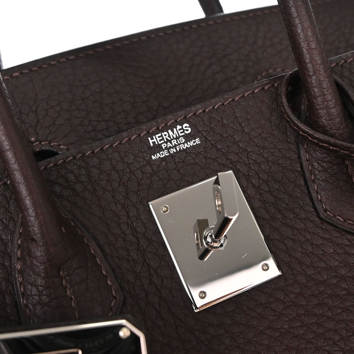 Hermes Marron Fonce Fjord Haut a Courroies 28 Handbag