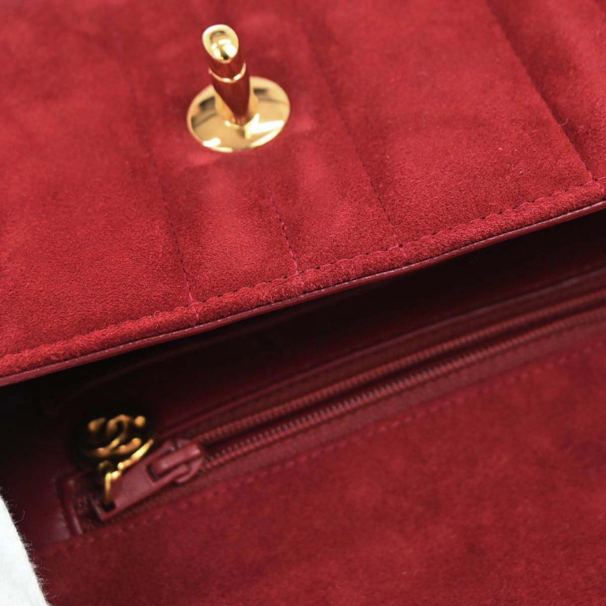 Chanel 1994-1996 Red Suede Shoulder Bag