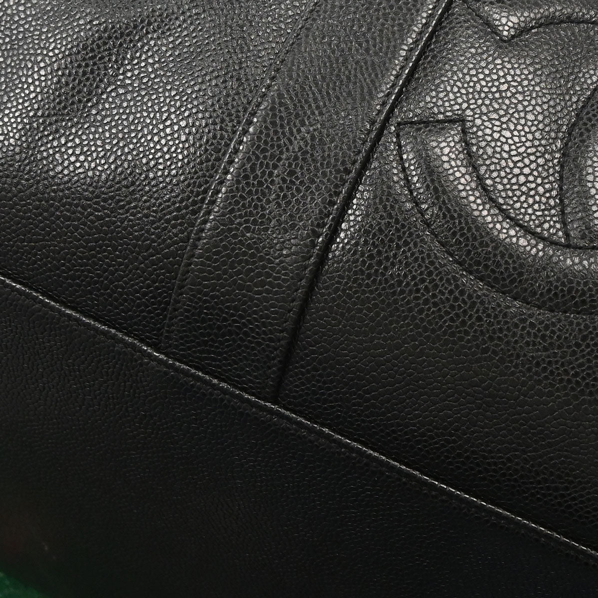 Chanel 1991-1994 Black Caviar Skin 2way Duffle Handbag