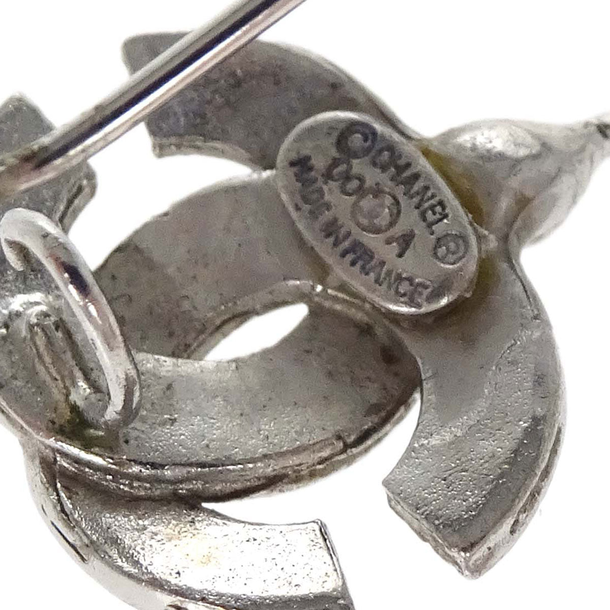 Chanel CC Pierced Earrings Silver 00A
