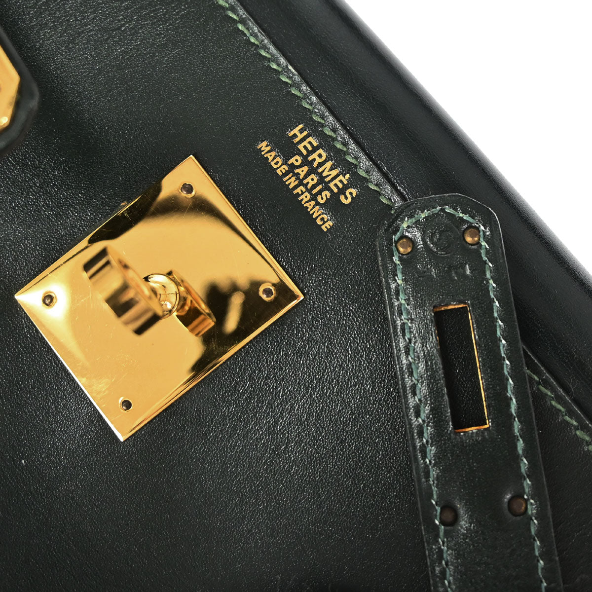 Hermes Vert Fonce Box Calf Kelly 32 Retourne Handbag