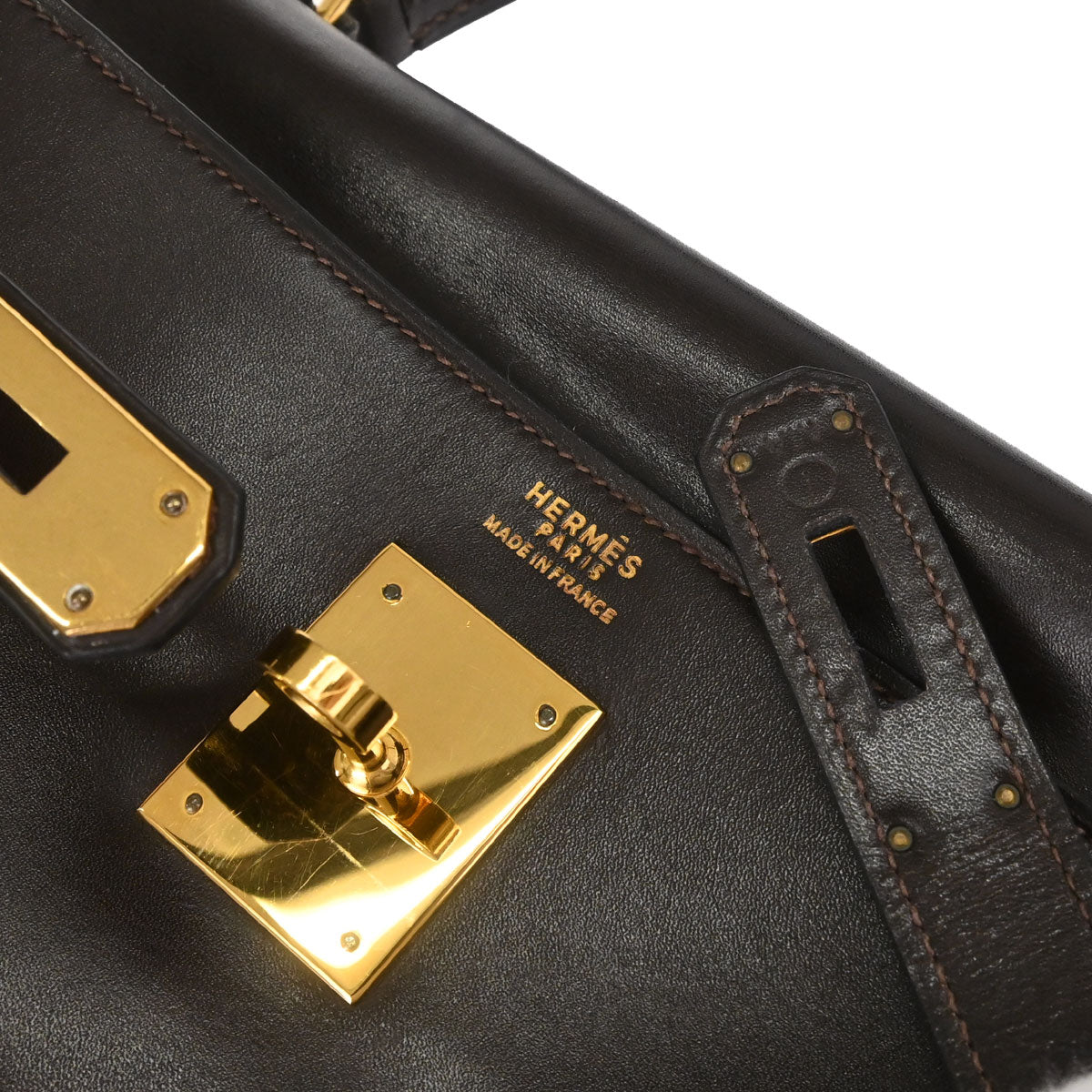 Hermes Chocolat Box Calf Kelly 32 Retourne Handbag
