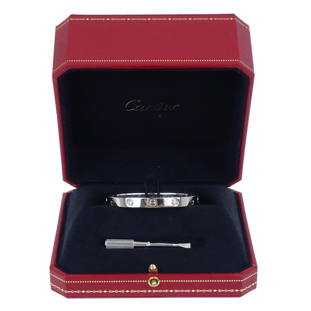 Cartier Love Bracelet Bangle 750 Half Diamond #16 Jewelry