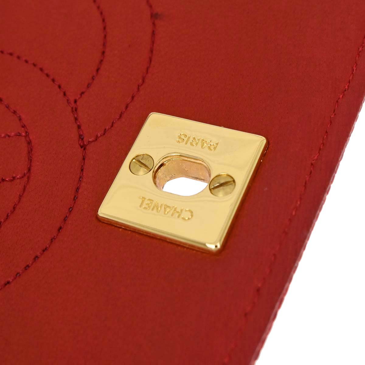 Chanel * 1989-1991 Red Lizard Turnlock Mini Full Flap Shoulder Bag