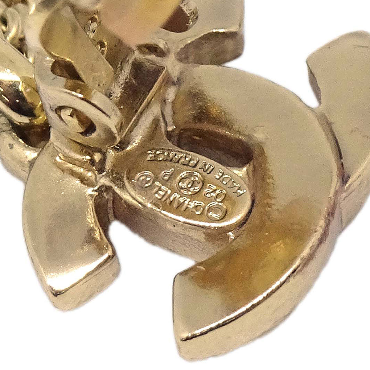 Chanel CC Handbag Motif Dangle Clip-On Earrings Gold 02P