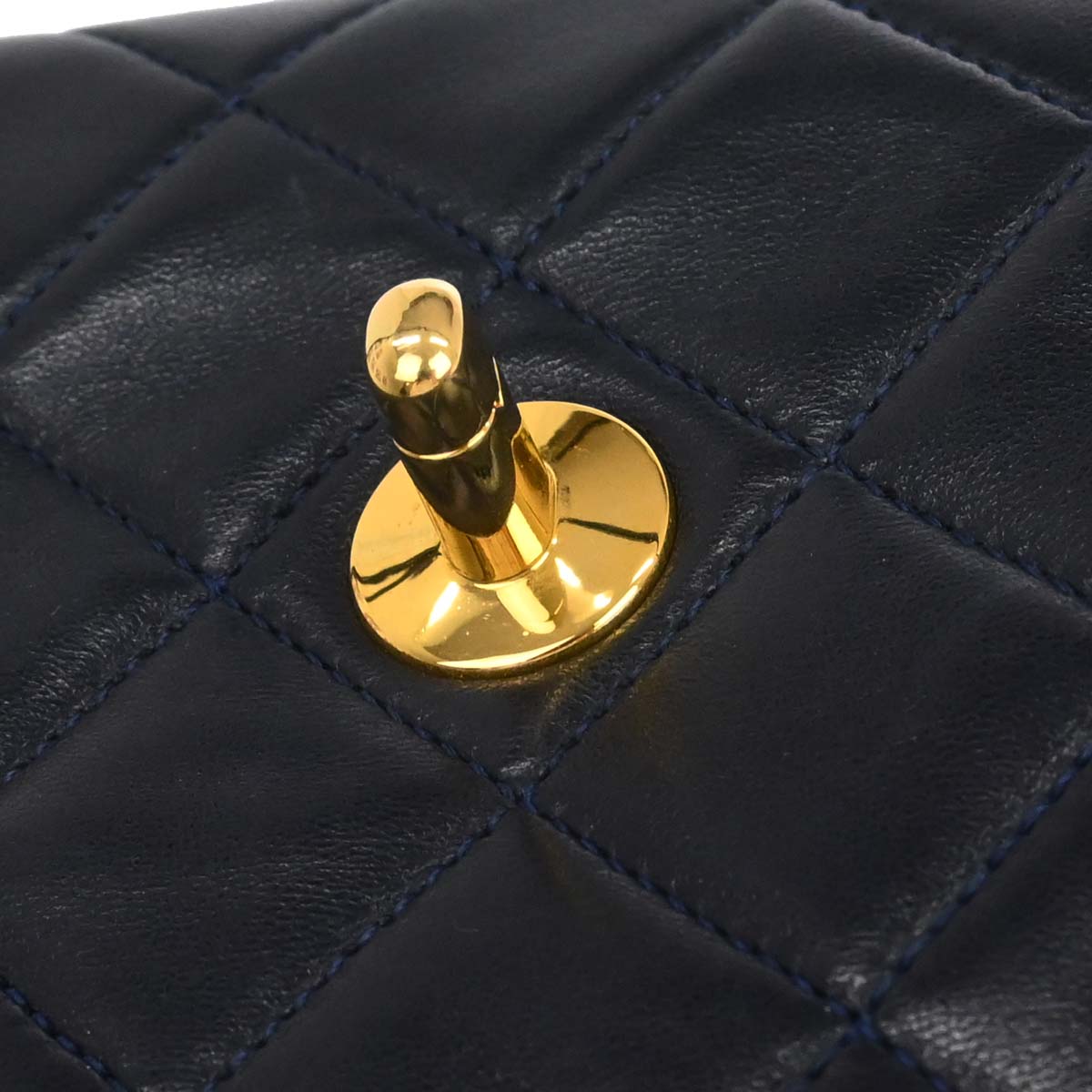 Chanel Navy Lambskin Classic Square Flap Shoulder Bag 20