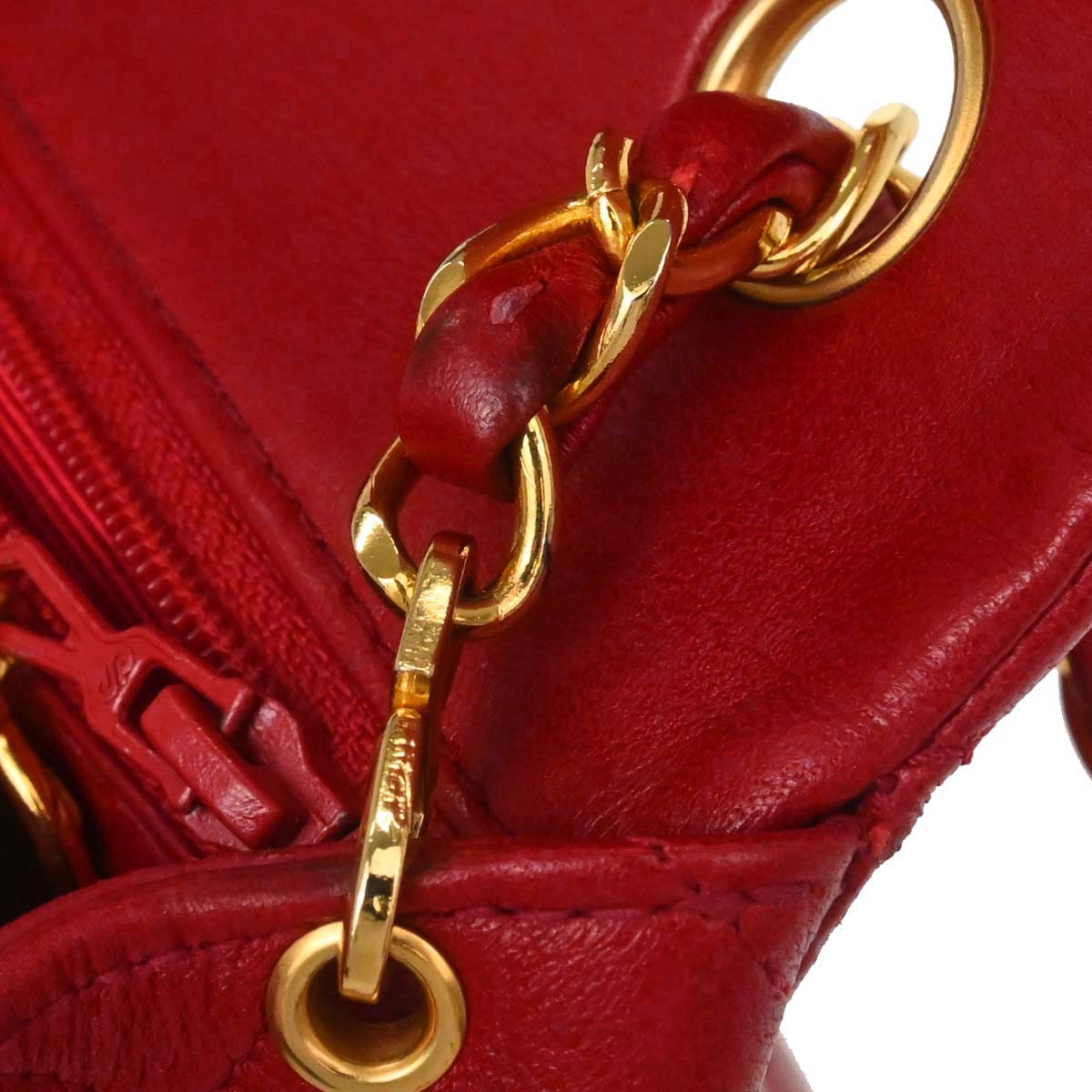 Chanel Red Lambskin Classic Square Flap Shoulder Bag 20