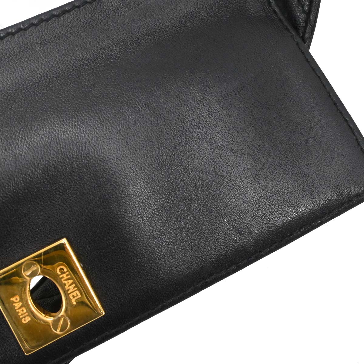 Chanel 1996-1997 Black Lambskin Straight Flap Shoulder Bag