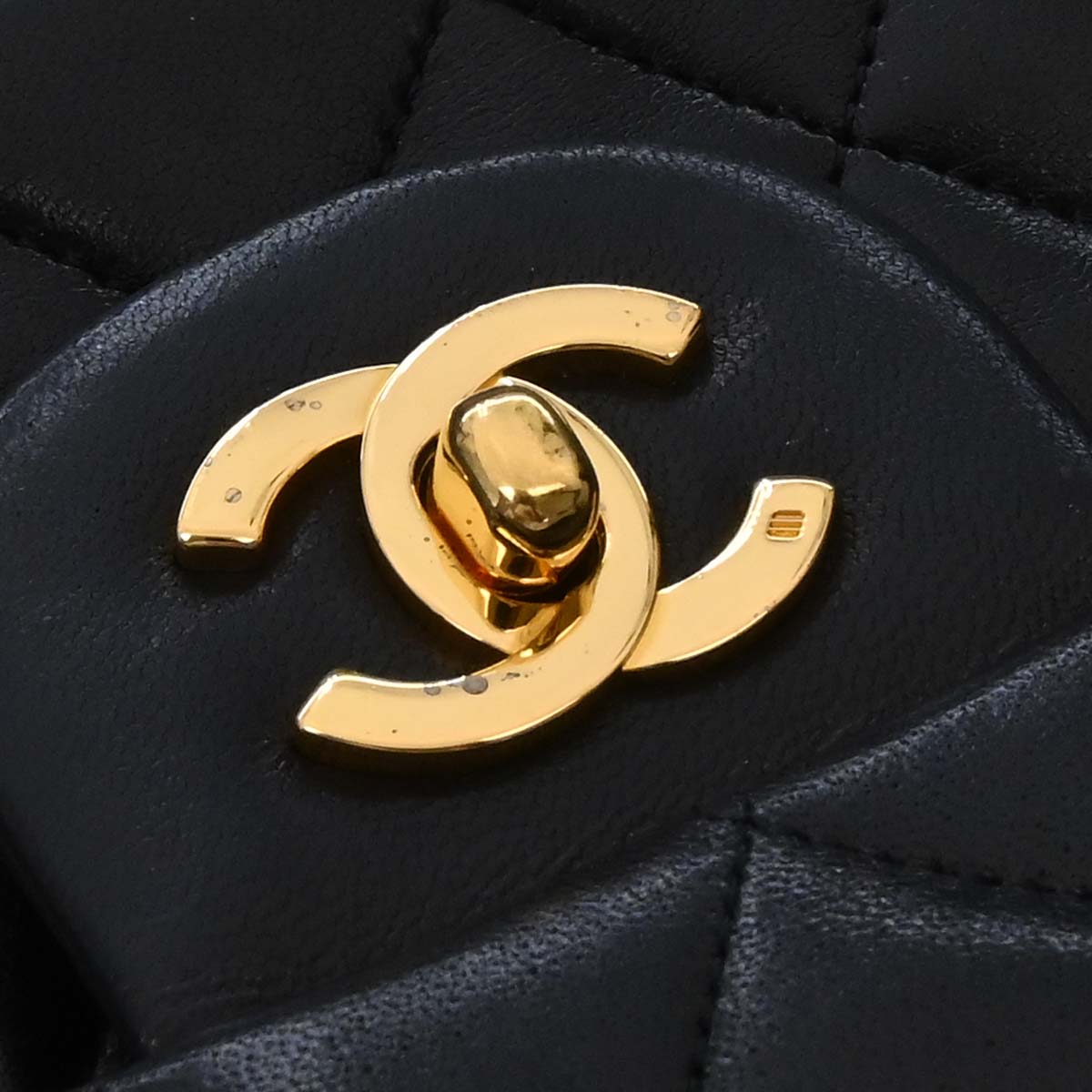 Chanel 1989-1991 Black Lambskin Medium Classic Double Flap Shoulder Bag