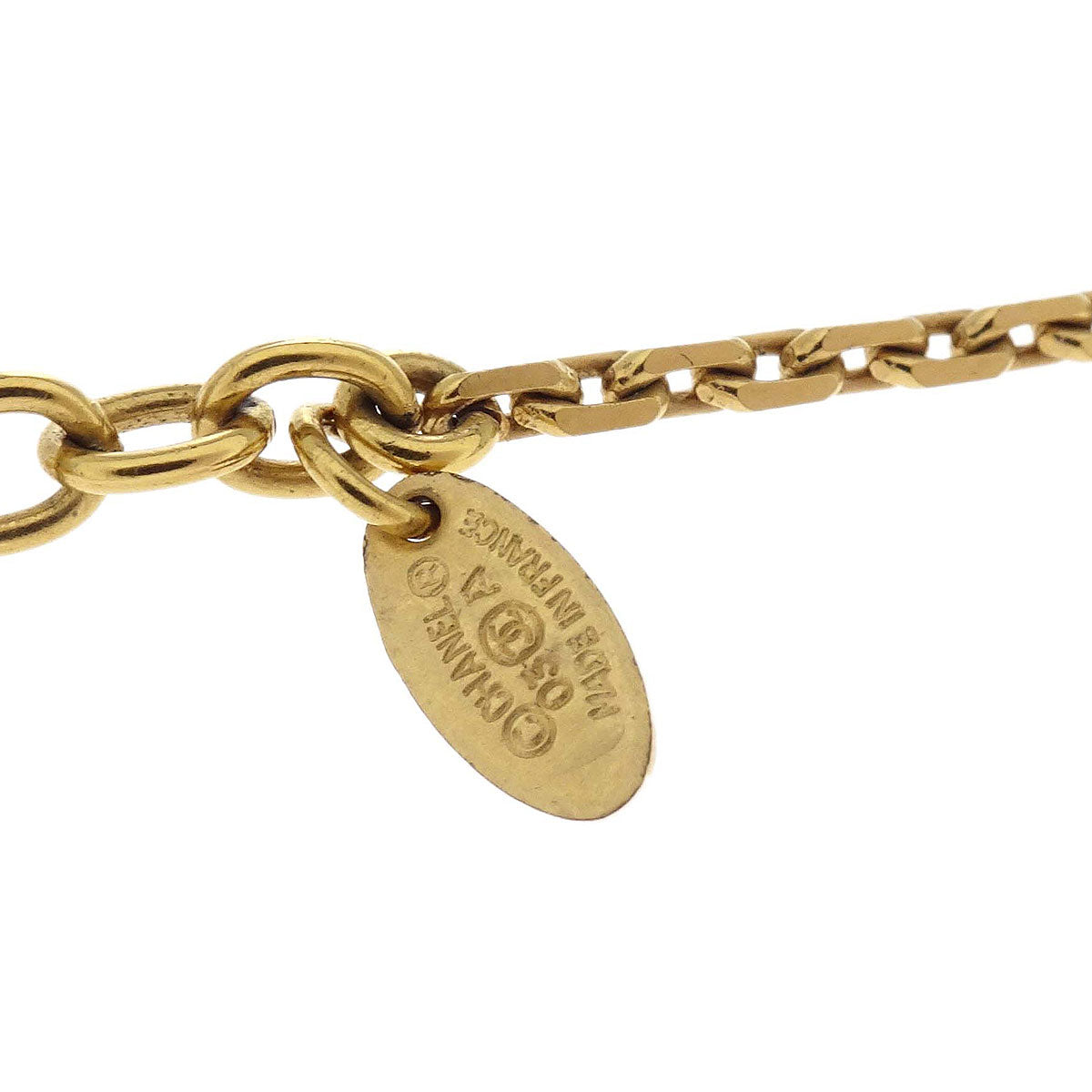 Chanel Gold White Square Chain Pendant Necklace 03A