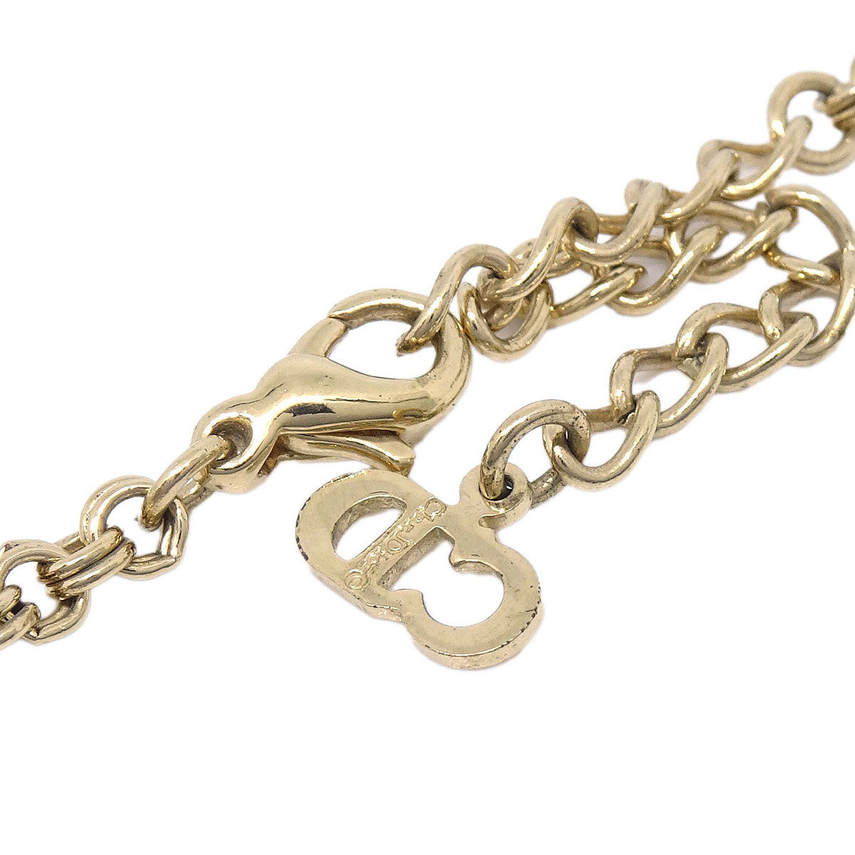Christian Dior Necklace Pendant Gold Rhinestone