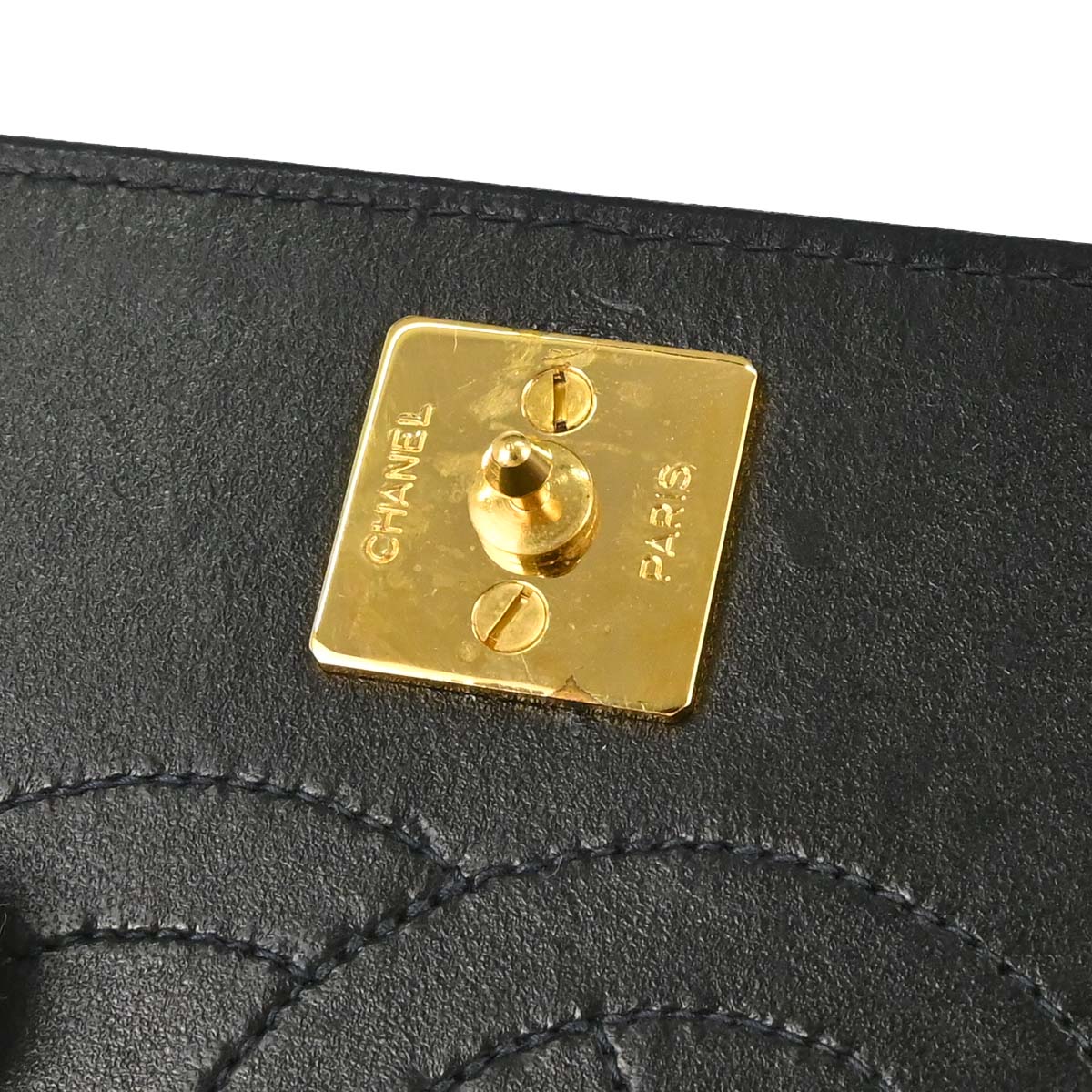 Chanel 1996-1997 Black Lambskin Pushlock Mini Full Flap Shoulder Bag