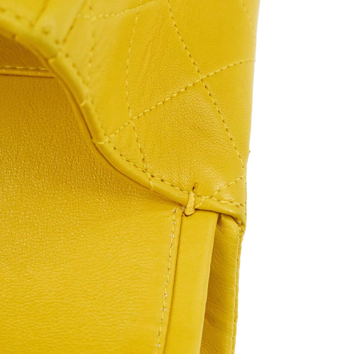 Chanel 1997-1999 Yellow Lambskin Medium Classic Double Flap Shoulder Bag