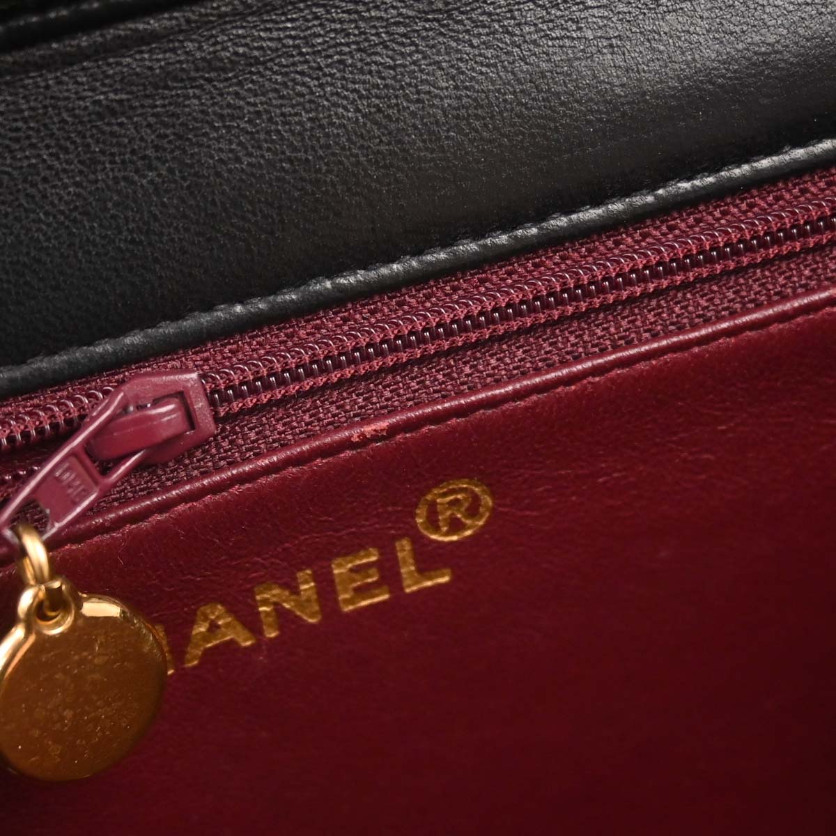 Chanel 1996-1997 Black Lambskin Pushlock Medium Half Flap Shoulder Bag