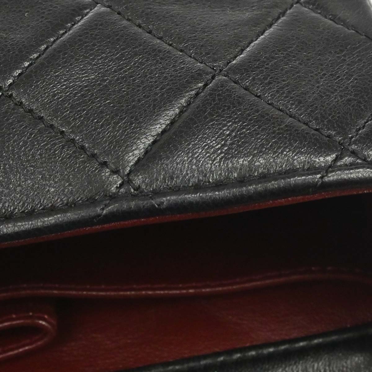 Chanel 1989-1991 Black Lambskin Turnlock Mini Full Flap Shoulder Bag