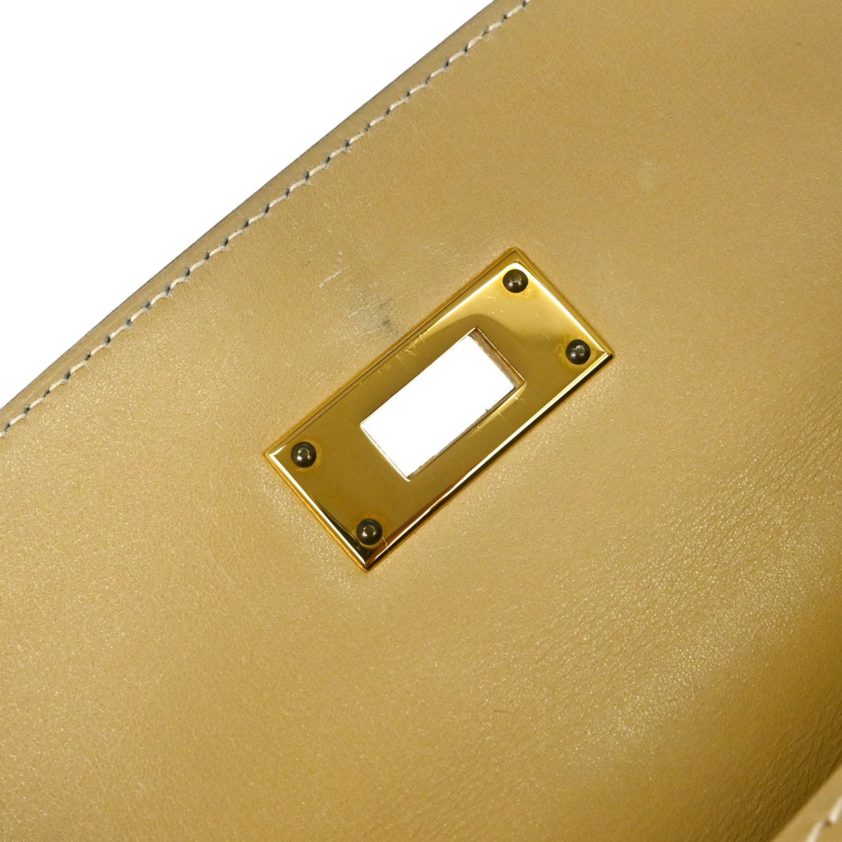 Hermes Beige Box Calf Kelly 28 Sellier 2way Shoulder Handbag