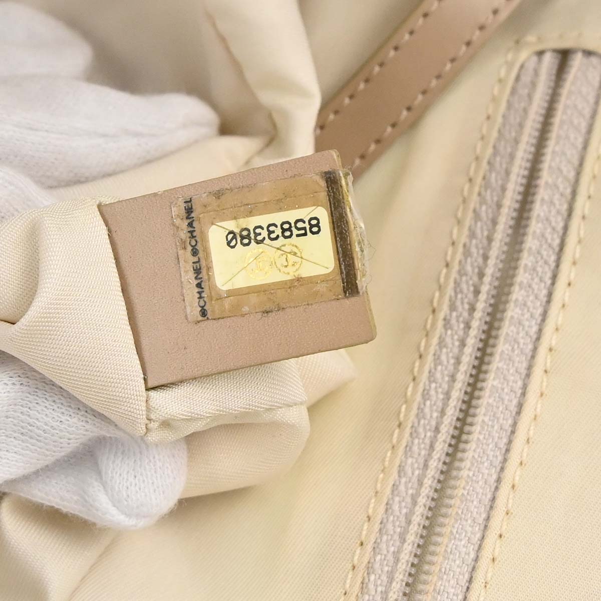 Chanel 2003-2004 Beige Jacquard Nylon Travel Line Tote Handbag