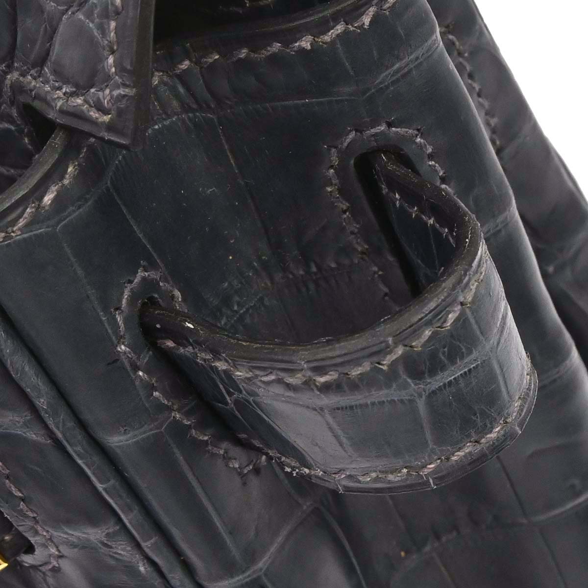Hermes * 2001 Blue Indigo Matt Niloticus Kelly 28 Retourne 2way Shoulder Handbag