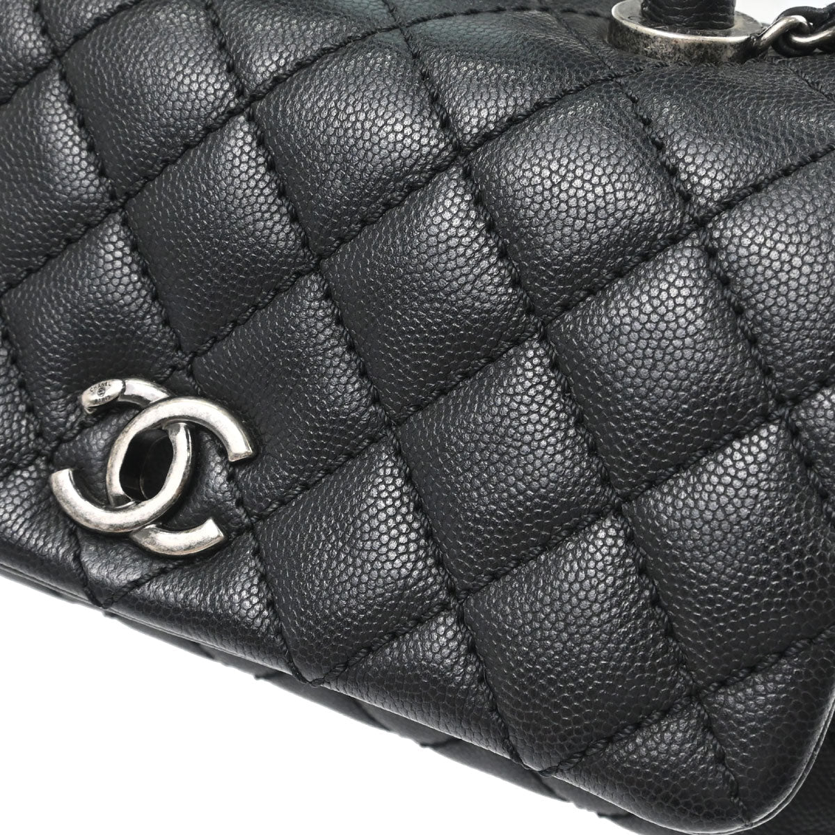Chanel Black Caviar Skin Coco Handle 2way Shoulder Handbag