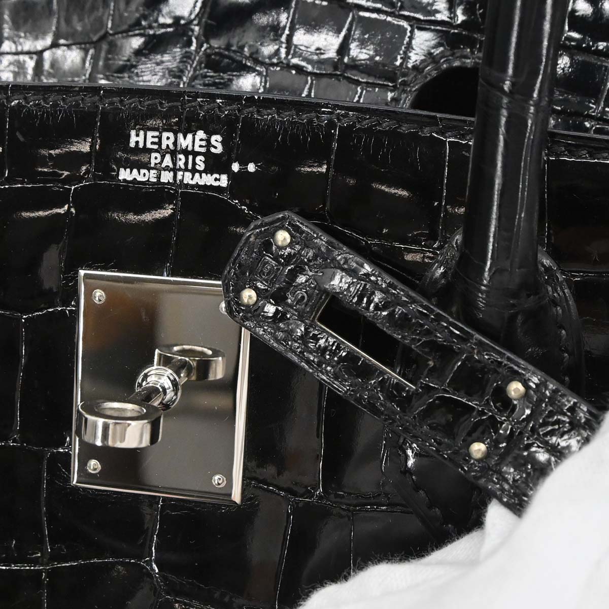 Hermes * Black Niloticus Birkin 30 Handbag