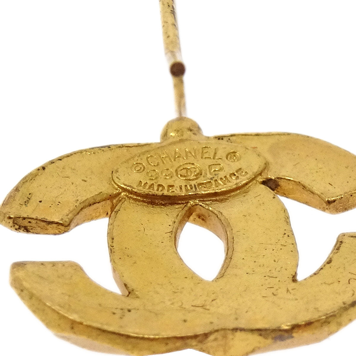 Chanel CC Dangle Pierced Earrings Gold 99P