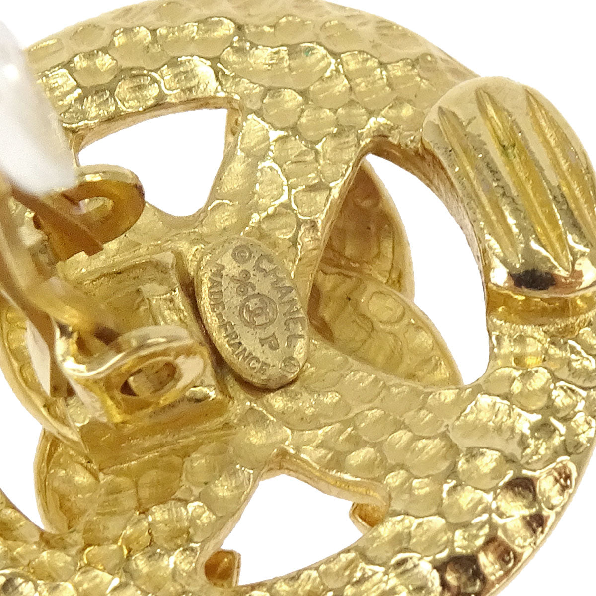Chanel CC Button Clip-On Earrings Gold 96P