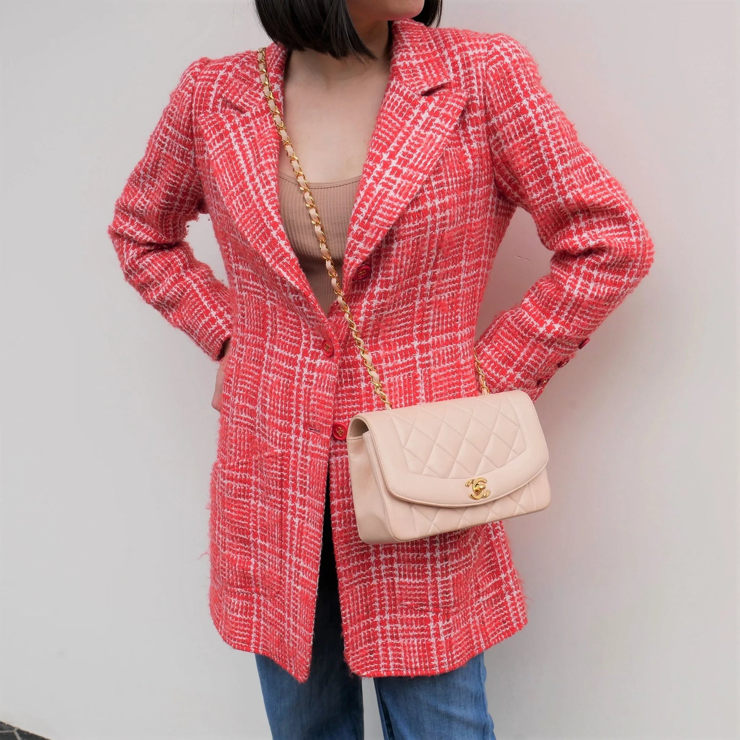 CHANEL 1997 Spring checked tweed blazer #40