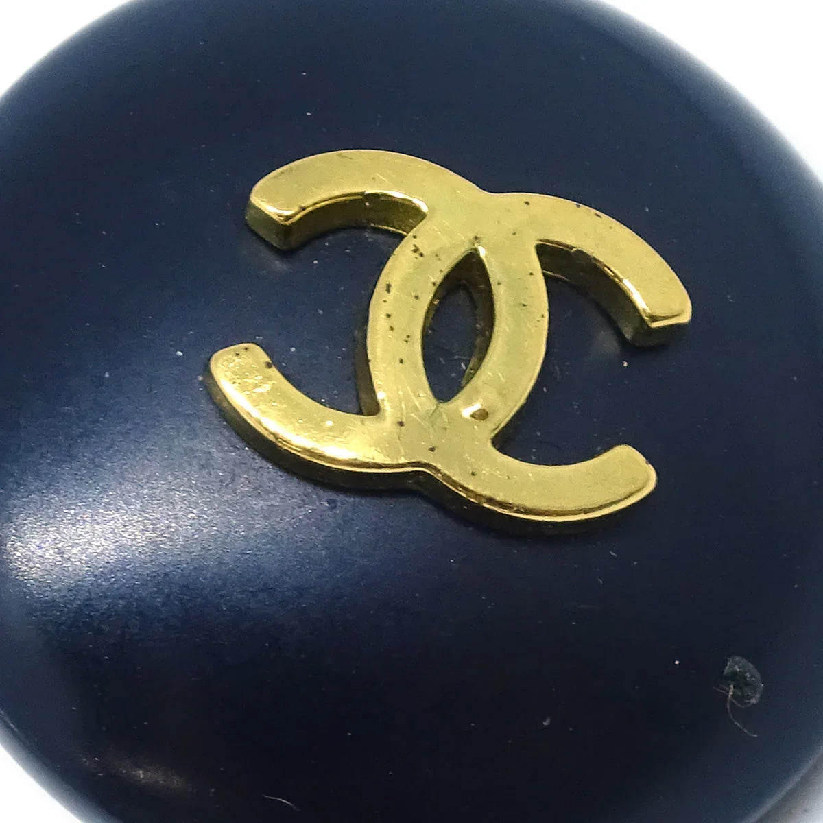 Chanel Button Earrings Clip-On Black 95P