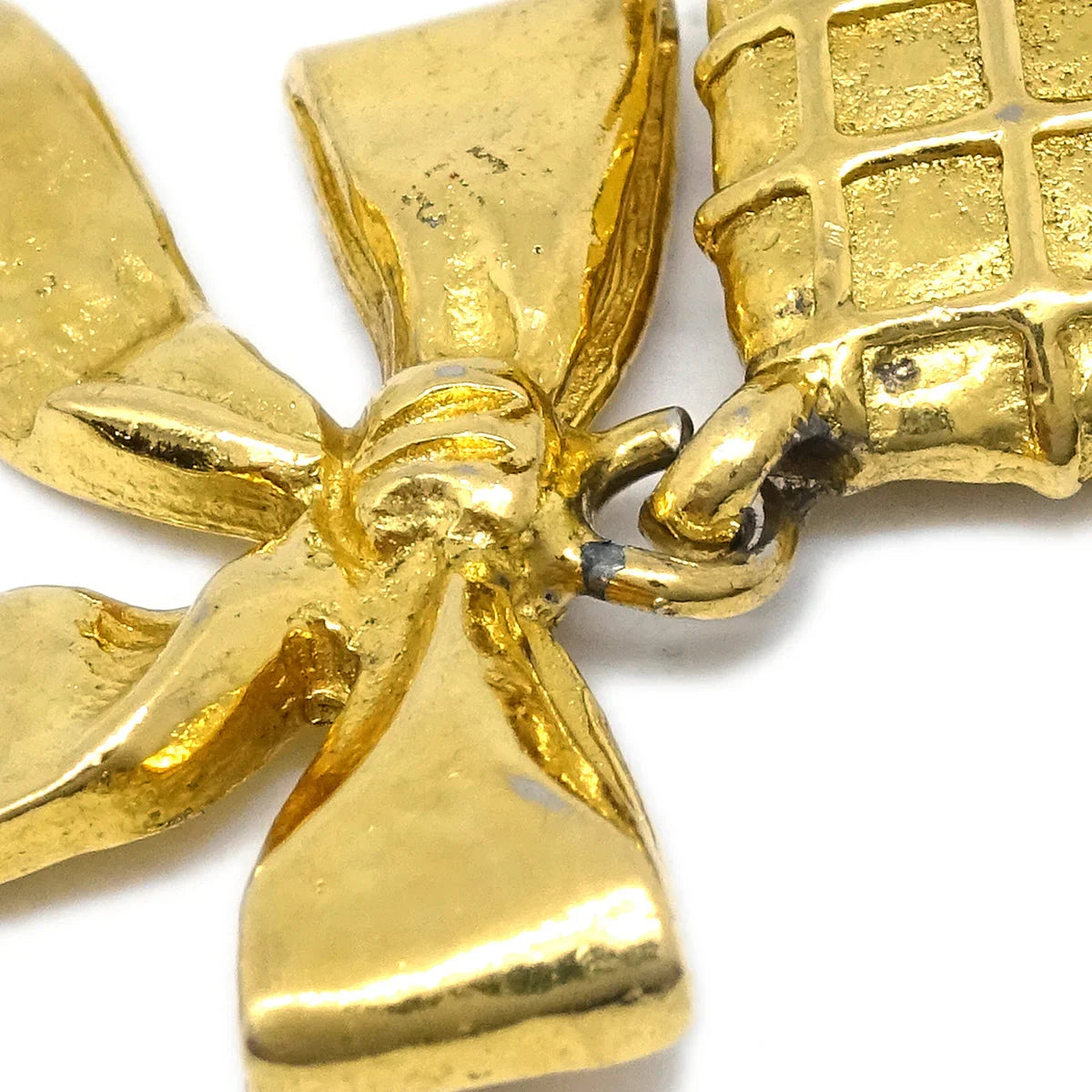 Chanel Bow Dangle Earrings Clip-On Gold