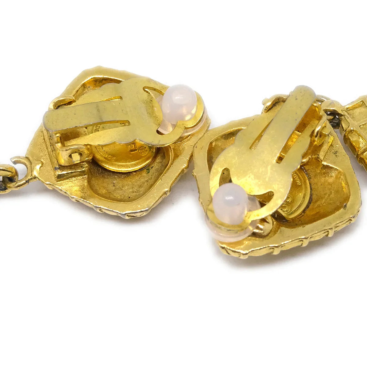 Chanel Bow Dangle Earrings Clip-On Gold
