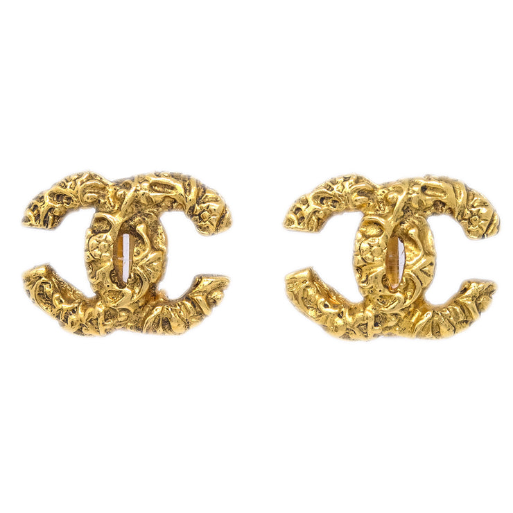 Chanel CC Earrings Clip-On Gold 03A