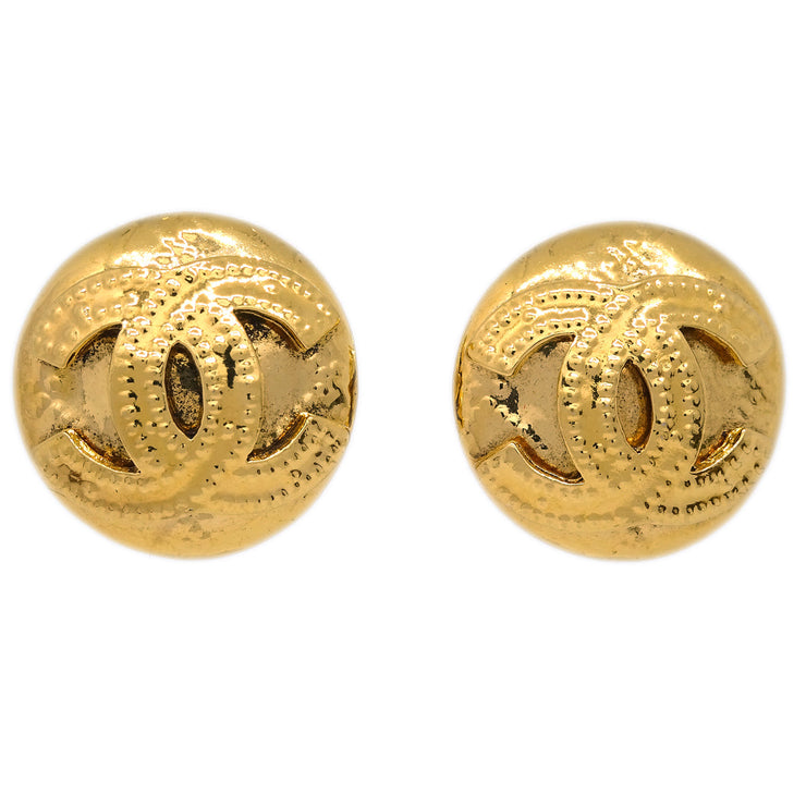 Chanel Button Earrings Clip-On Gold 94P