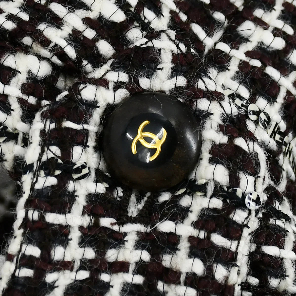 Chanel Double Breasted Jacket Brown Tweed 01A #38