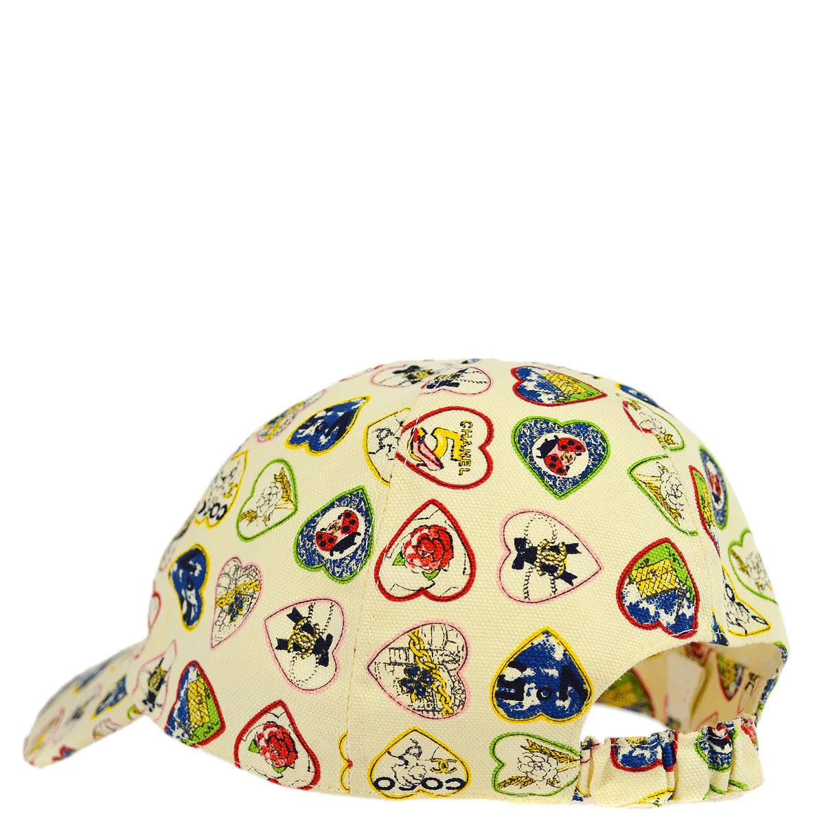 Chanel Ivory Valentine Edition Heart Pattern Cap Hat #M Small Good
