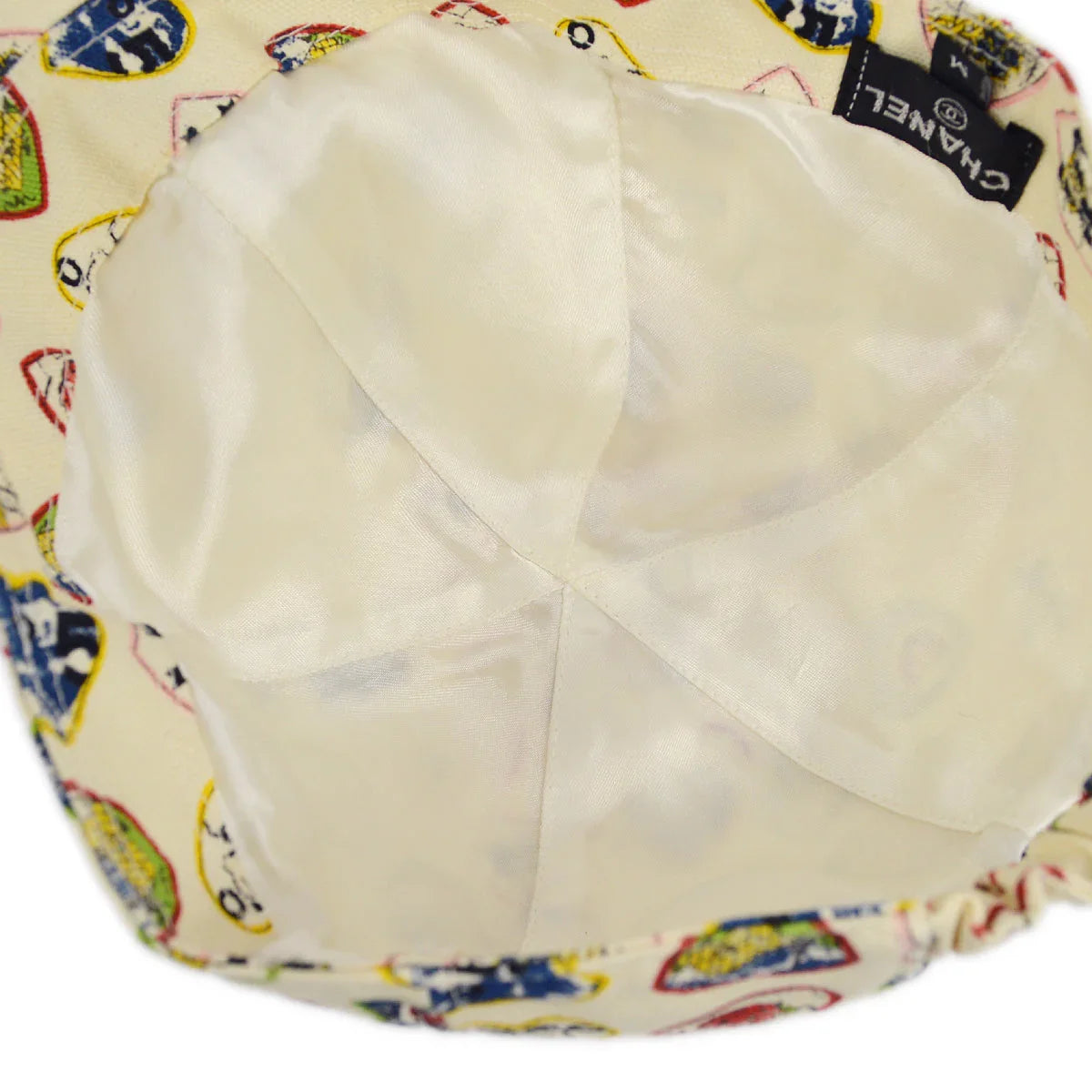 Chanel Ivory Valentine Edition Heart Pattern Cap Hat #M Small Good