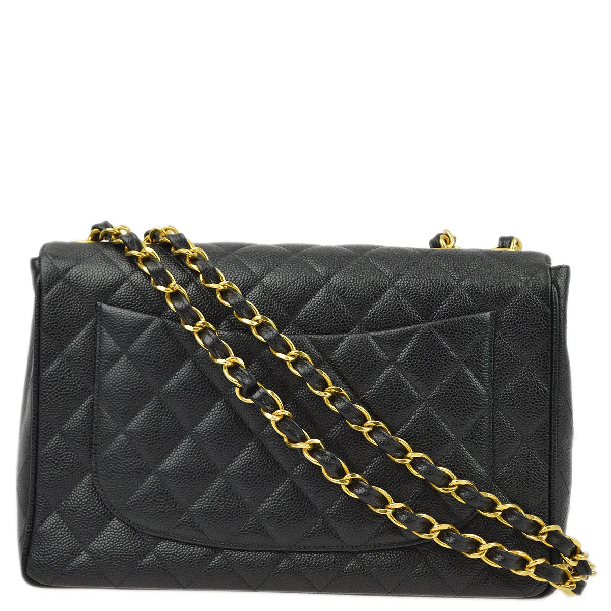 Chanel 1994-1996 Black Caviar Jumbo Classic Flap Bag