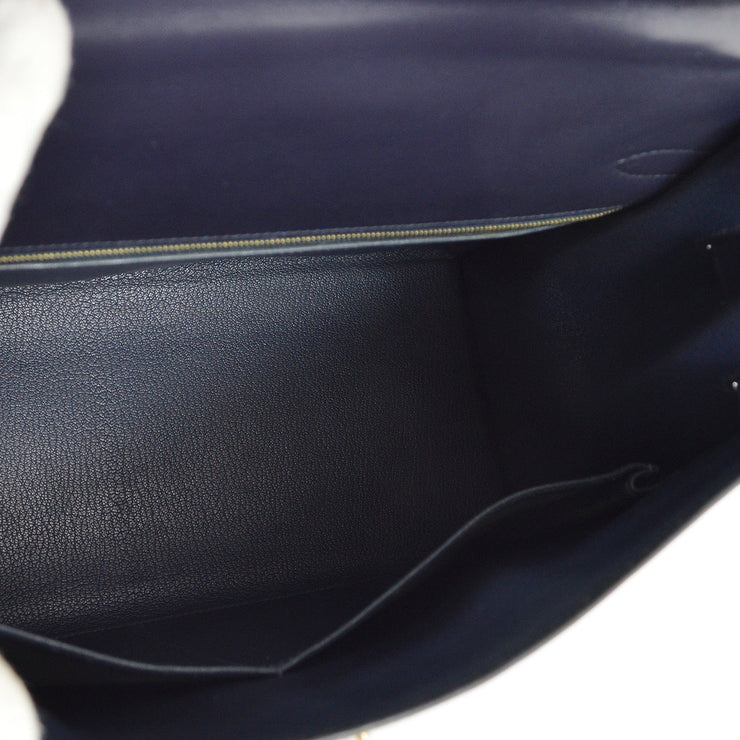 Hermes 2000 Navy Box Calf Kelly 35 Sellier 2way Shoulder Handbag