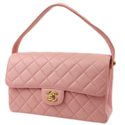Chanel 1996-1997 Pink Lambskin Double Sided Classic Flap Handbag