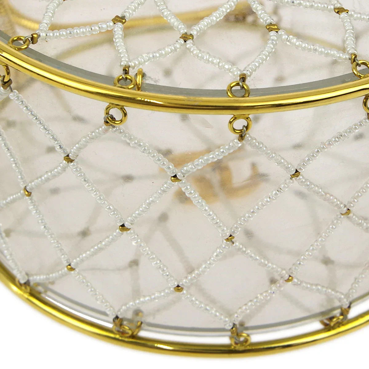 Chanel Clear Beaded Round Party Handbag