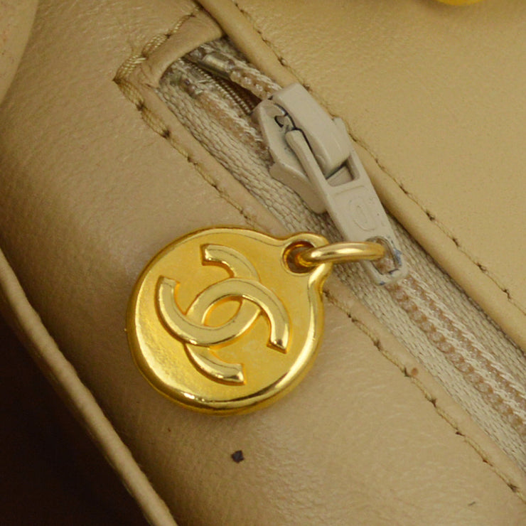 Chanel Beige Lambskin Turnlock Small Full Flap Shoulder Bag