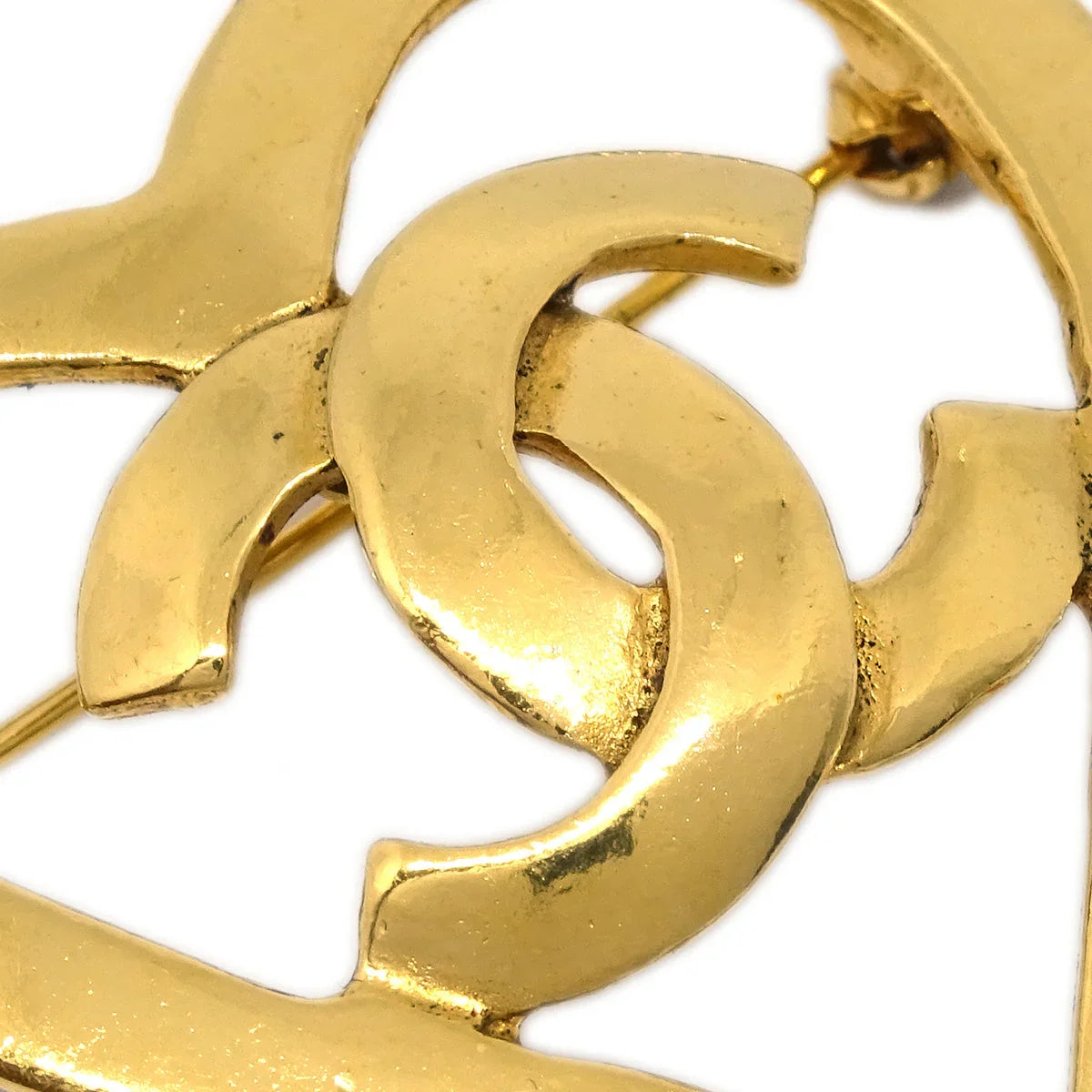 Chanel Heart Brooch Gold 95P